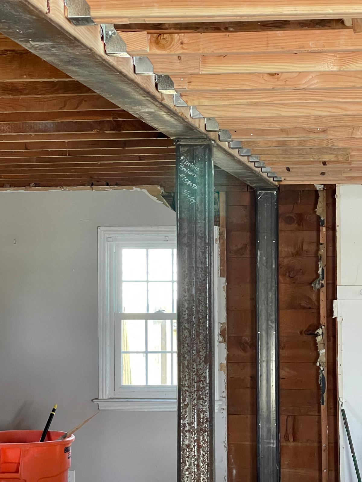Installed steel framing detail